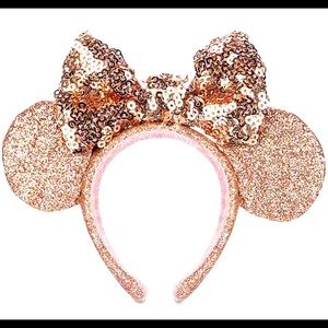 Disney Parks Rose Gold Sequin Ears Ornament New